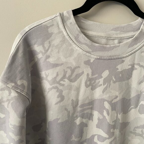 Lululemon Perfectly Oversized Crew Neck Sweatshirt Long Sleeve White Gray 4 - Picture 5 of 6